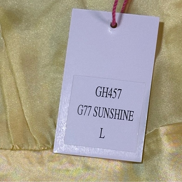 NEW Pearl Lace Two Tone Silk Cami Sz L Sunshine Yellow White Lace - Picture 2 of 6